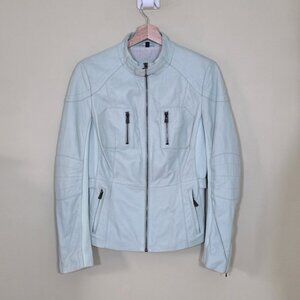 Bod & Christensen Jacket Women M Light Green Penelope Genuine Leather Moto Lined